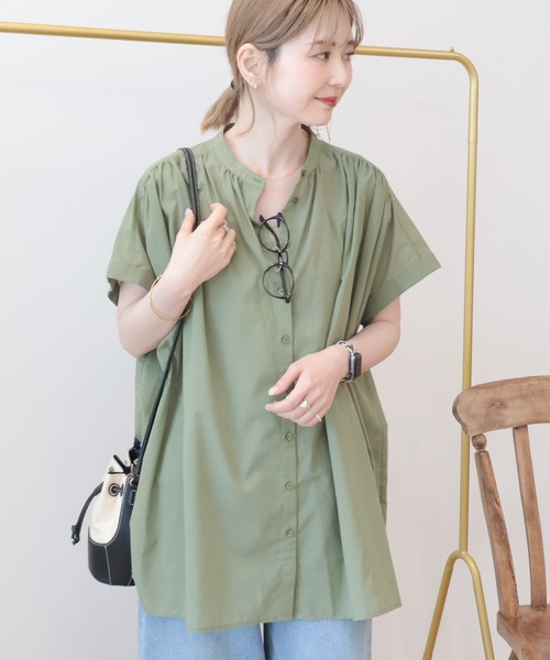 AMERICAN HOLIC(アメリカンホリック)の「【WEB限定】イージーケア+接触冷感 フレンチスリーブギャザーシャツ(シャツ/ブラウス・レディース・ブラック/モカ/アイボリー/カーキ・L/M)」の9枚目の写真
