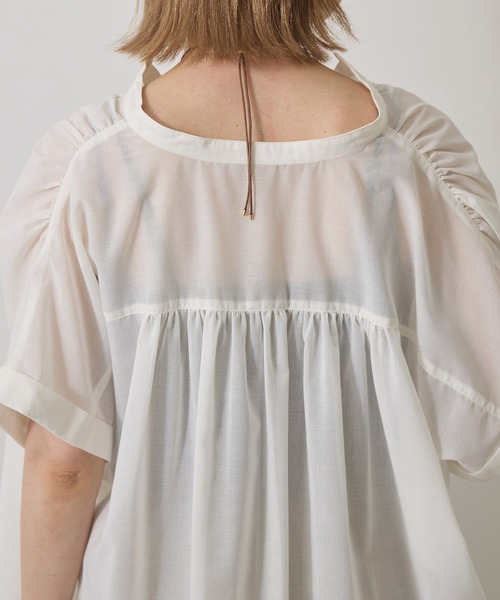 AMERICAN HOLIC(アメリカンホリック)の「【WEB限定】イージーケア+接触冷感 フレンチスリーブギャザーシャツ(シャツ/ブラウス・レディース・ブラック/モカ/アイボリー/カーキ・L/M)」の12枚目の写真