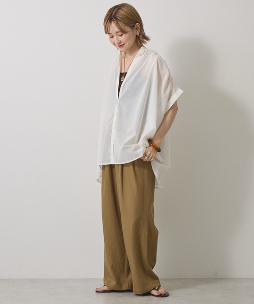 AMERICAN HOLIC(アメリカンホリック)の「【WEB限定】イージーケア+接触冷感 フレンチスリーブギャザーシャツ(シャツ/ブラウス・レディース・ブラック/モカ/アイボリー/カーキ・L/M)」の17枚目の写真