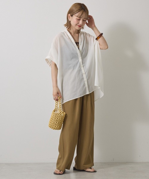 AMERICAN HOLIC(アメリカンホリック)の「【WEB限定】イージーケア+接触冷感 フレンチスリーブギャザーシャツ(シャツ/ブラウス・レディース・ブラック/モカ/アイボリー/カーキ・L/M)」の10枚目の写真