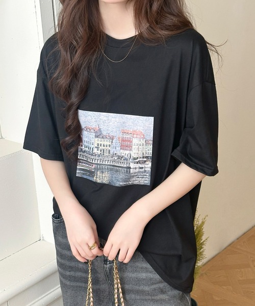 DAY CLOSET（デイ クローゼット）の「半袖 ラウンドネック アソート フォトプリント グラフィック Tシャツ レディース（Tシャツ/カットソー・レディース・ホワイト/ブラック/チャコールグレー・L/M）」の18枚目の写真