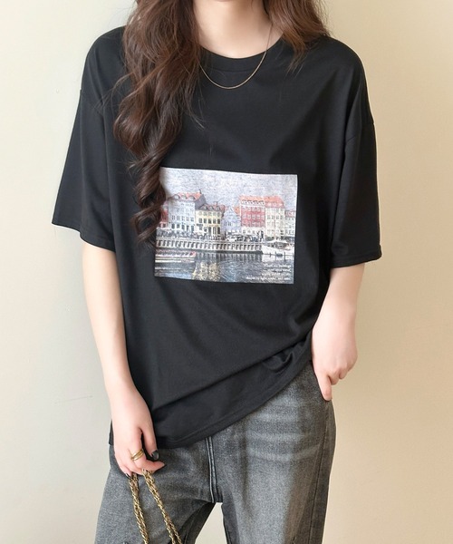 DAY CLOSET（デイ クローゼット）の「半袖 ラウンドネック アソート フォトプリント グラフィック Tシャツ レディース（Tシャツ/カットソー・レディース・ホワイト/ブラック/チャコールグレー・L/M）」の19枚目の写真