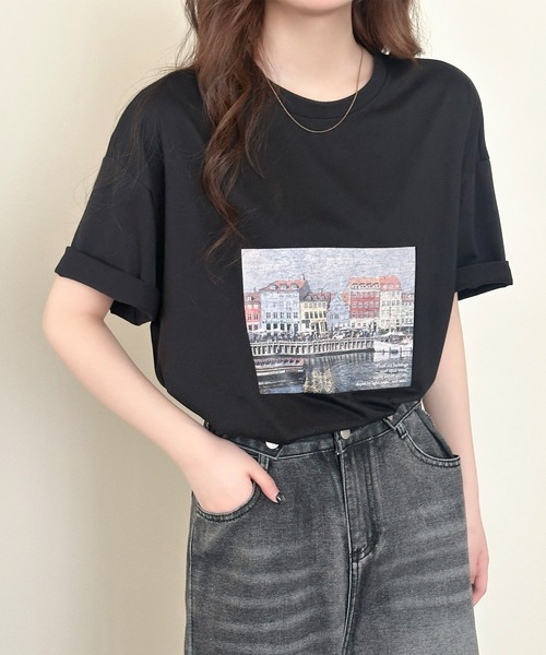 DAY CLOSET（デイ クローゼット）の「半袖 ラウンドネック アソート フォトプリント グラフィック Tシャツ レディース（Tシャツ/カットソー・レディース・ホワイト/ブラック/チャコールグレー・L/M）」の20枚目の写真