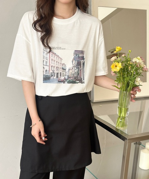 DAY CLOSET（デイ クローゼット）の「半袖 ラウンドネック アソート フォトプリント グラフィック Tシャツ レディース（Tシャツ/カットソー・レディース・ホワイト/ブラック/チャコールグレー・L/M）」の11枚目の写真