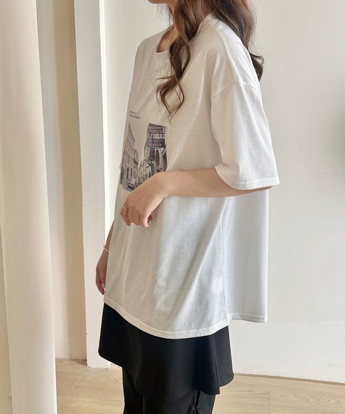 DAY CLOSET（デイ クローゼット）の「半袖 ラウンドネック アソート フォトプリント グラフィック Tシャツ レディース（Tシャツ/カットソー・レディース・ホワイト/ブラック/チャコールグレー・L/M）」の13枚目の写真