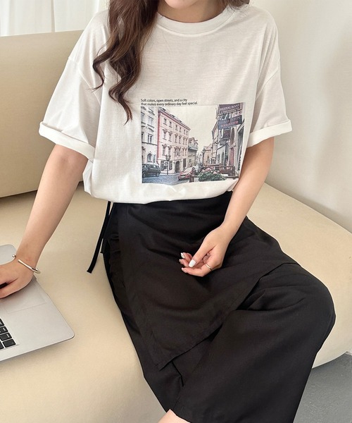 DAY CLOSET（デイ クローゼット）の「半袖 ラウンドネック アソート フォトプリント グラフィック Tシャツ レディース（Tシャツ/カットソー・レディース・ホワイト/ブラック/チャコールグレー・L/M）」の15枚目の写真