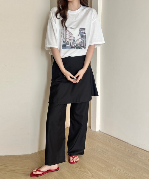 DAY CLOSET（デイ クローゼット）の「半袖 ラウンドネック アソート フォトプリント グラフィック Tシャツ レディース（Tシャツ/カットソー・レディース・ホワイト/ブラック/チャコールグレー・L/M）」の16枚目の写真