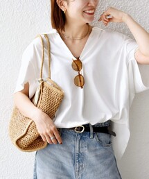 SHIPS any:〈洗濯機可能〉ジャージー ワイド スキッパー ポロ プルオーバー