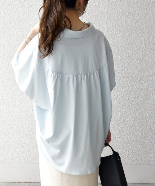 SHIPS any（シップス エニィ）の「SHIPS any:〈洗濯機可能〉ジャージー ワイド スキッパー ポロ プルオーバー（Tシャツ/カットソー・レディース・ライトブルー/ホワイト/ブラック・ONE SIZE）」の17枚目の写真