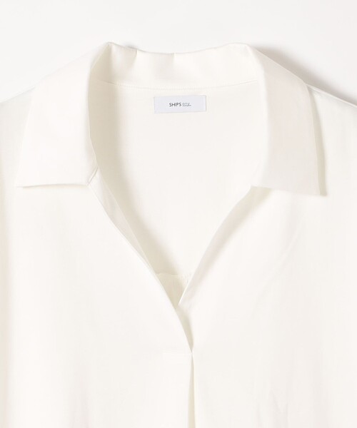 SHIPS any（シップス エニィ）の「SHIPS any:〈洗濯機可能〉ジャージー ワイド スキッパー ポロ プルオーバー（Tシャツ/カットソー・レディース・ライトブルー/ホワイト/ブラック・ONE SIZE）」の13枚目の写真