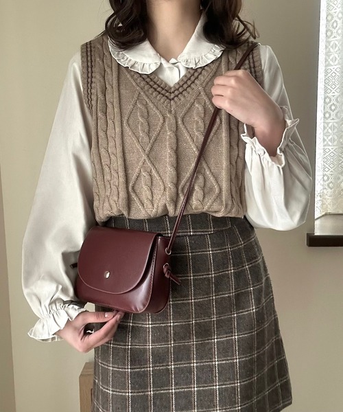 Cham.(チャム)の「チルデンニットベスト(ベスト・レディース・ブラウン/ベージュ/ホワイト・FREE)」の10枚目の写真