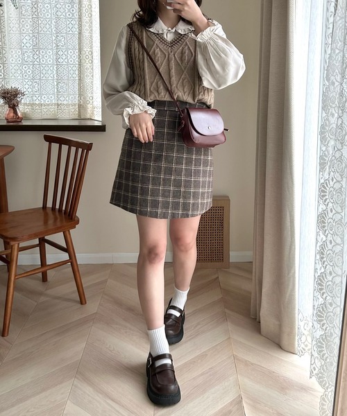 Cham.(チャム)の「チルデンニットベスト(ベスト・レディース・ブラウン/ベージュ/ホワイト・FREE)」の11枚目の写真