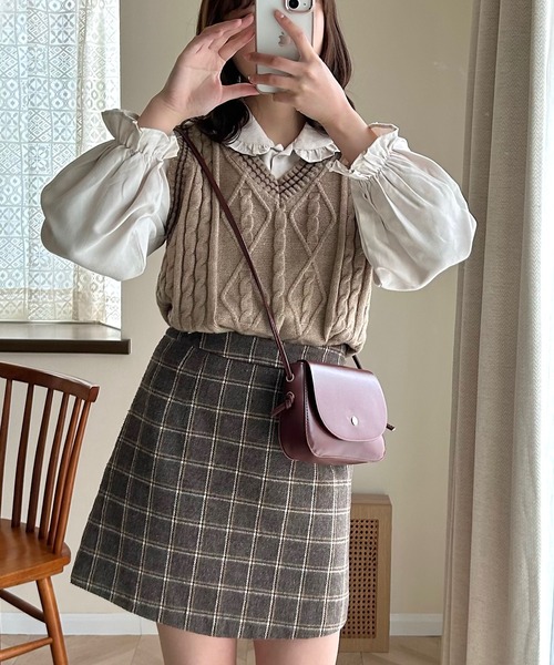Cham.(チャム)の「チルデンニットベスト(ベスト・レディース・ブラウン/ベージュ/ホワイト・FREE)」の13枚目の写真
