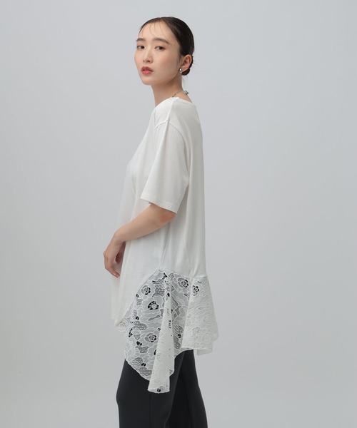 LEPSIM(レプシィム)の「イレヘムレースドッキングチュニック 840128(Tシャツ/カットソー・レディース・ブラック/チャコールグレー/オフホワイト・FREE)」の22枚目の写真