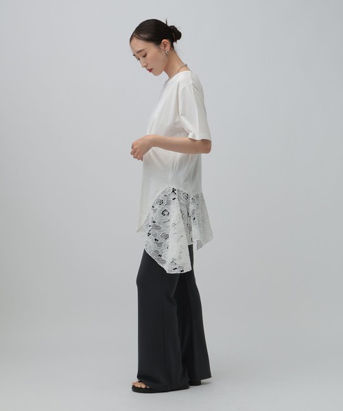 LEPSIM(レプシィム)の「イレヘムレースドッキングチュニック 840128(Tシャツ/カットソー・レディース・ブラック/チャコールグレー/オフホワイト・FREE)」の19枚目の写真