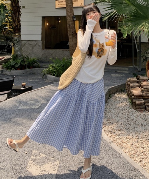 HALEY PESCA（ヘーリーペスカ）の「HALEY PESCA/ギンガムチェック ティアード ロングスカート（スカート・レディース・ブラック/ブルー・SMALL/MEDIUM）」の19枚目の写真