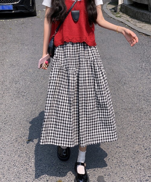HALEY PESCA（ヘーリーペスカ）の「HALEY PESCA/ギンガムチェック ティアード ロングスカート（スカート・レディース・ブラック/ブルー・SMALL/MEDIUM）」の22枚目の写真