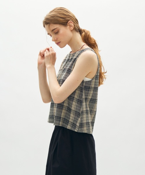 full/fill.(フルフィル)の「natural check tank tops / ナチュラルチェックタンクトップス(シャツ/ブラウス・レディース・ブラック/アイボリー・FREE)」の8枚目の写真