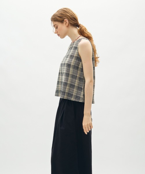 full/fill.(フルフィル)の「natural check tank tops / ナチュラルチェックタンクトップス(シャツ/ブラウス・レディース・ブラック/アイボリー・FREE)」の9枚目の写真