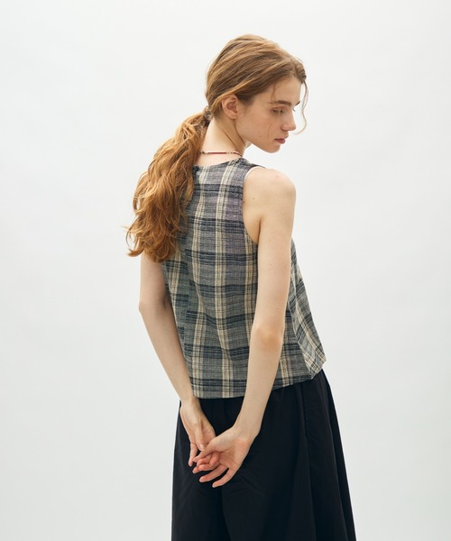 full/fill.(フルフィル)の「natural check tank tops / ナチュラルチェックタンクトップス(シャツ/ブラウス・レディース・ブラック/アイボリー・FREE)」の5枚目の写真