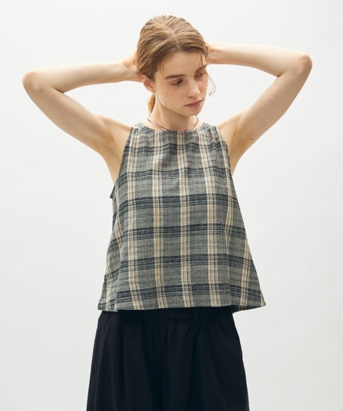 full/fill.(フルフィル)の「natural check tank tops / ナチュラルチェックタンクトップス(シャツ/ブラウス・レディース・ブラック/アイボリー・FREE)」の3枚目の写真