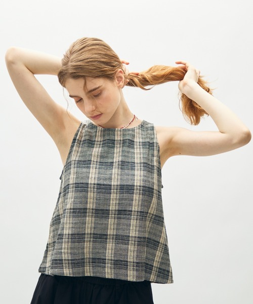 full/fill.(フルフィル)の「natural check tank tops / ナチュラルチェックタンクトップス(シャツ/ブラウス・レディース・ブラック/アイボリー・FREE)」の4枚目の写真