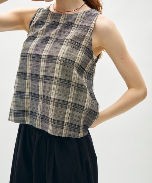full/fill.(フルフィル)の「natural check tank tops / ナチュラルチェックタンクトップス(シャツ/ブラウス・レディース・ブラック/アイボリー・FREE)」の10枚目の写真