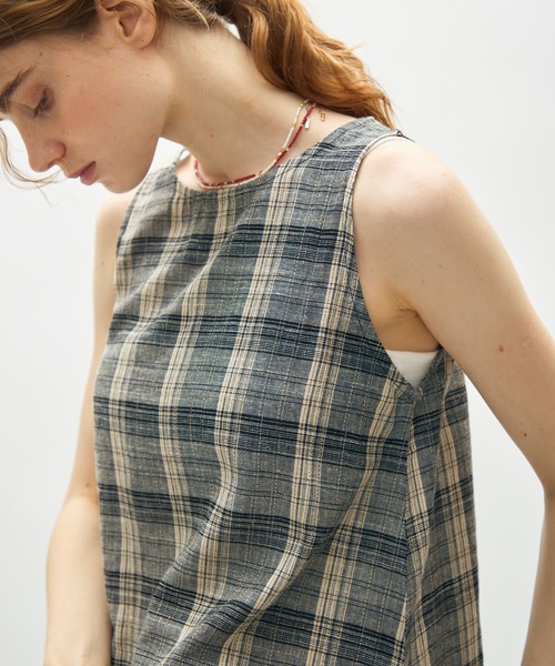 full/fill.(フルフィル)の「natural check tank tops / ナチュラルチェックタンクトップス(シャツ/ブラウス・レディース・ブラック/アイボリー・FREE)」の11枚目の写真
