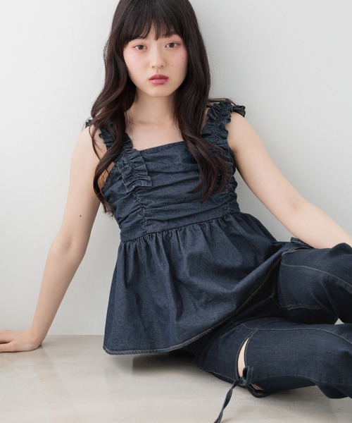 Heather(ヘザー)の「フリルデニムビスチェ 1044450(キャミソール・レディース・ブルー/グレー/ワンウォッシュ・FREE)」の22枚目の写真