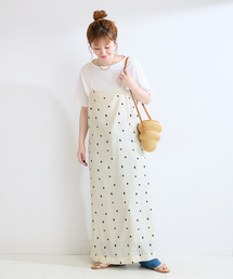 《2点セット》手洗い可 / ドット刺繍ワンピースセット