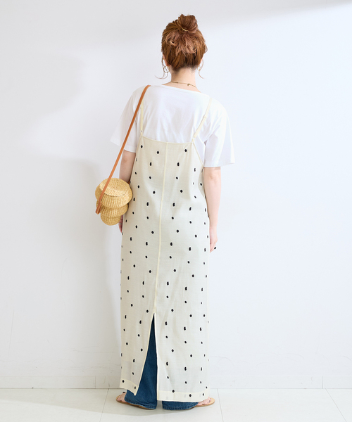 B.C STOCK（ベーセーストック）の「《2点セット》手洗い可 / ドット刺繍ワンピースセット（ワンピース・レディース・アイボリー/ブラック・FREE）」の8枚目の写真