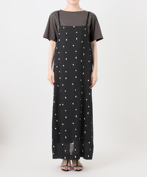 B.C STOCK（ベーセーストック）の「《2点セット》手洗い可 / ドット刺繍ワンピースセット（ワンピース・レディース・アイボリー/ブラック・FREE）」の9枚目の写真