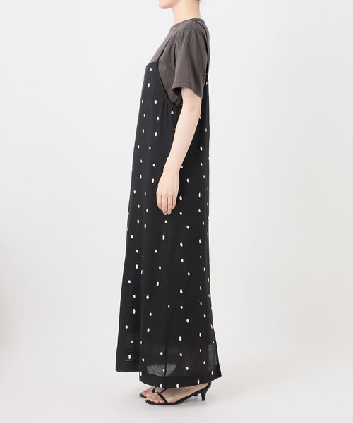 B.C STOCK（ベーセーストック）の「《2点セット》手洗い可 / ドット刺繍ワンピースセット（ワンピース・レディース・アイボリー/ブラック・FREE）」の10枚目の写真