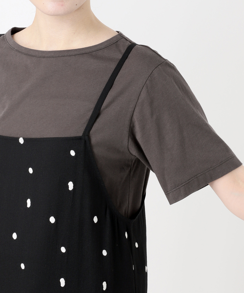 B.C STOCK（ベーセーストック）の「《2点セット》手洗い可 / ドット刺繍ワンピースセット（ワンピース・レディース・アイボリー/ブラック・FREE）」の13枚目の写真