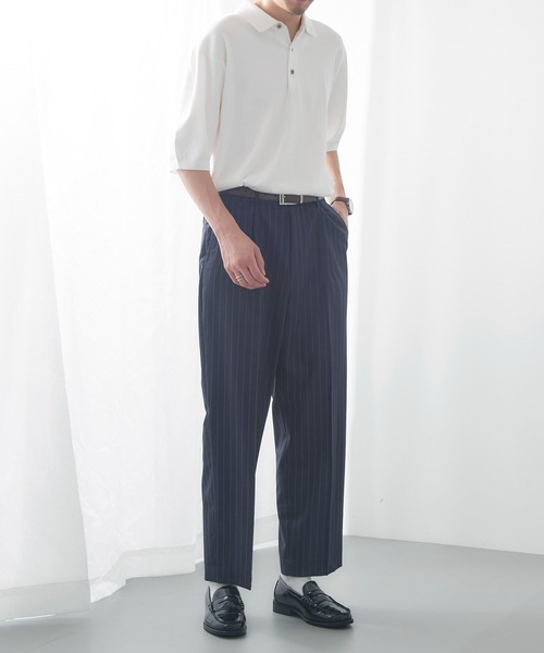 GAMBERT CUSTOM SHIRT(ギャンバードカスタムシャツ)の「【GAMBERT】TROUSERS WOOL TROPICAL/WOOL TROPICAL STRIPE(スラックス・メンズ・グレー/ネイビー・48/46)」の18枚目の写真