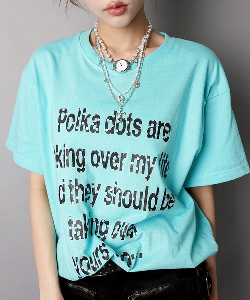 SPINNS(スピンズ)の「カラフル半袖Tシャツ/ドットロゴ/ストリート女子(Tシャツ/カットソー・レディース・イエロー/ブルー/オフホワイト・ONESIZE)」の13枚目の写真