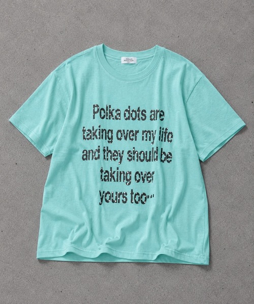 SPINNS(スピンズ)の「カラフル半袖Tシャツ/ドットロゴ/ストリート女子(Tシャツ/カットソー・レディース・イエロー/ブルー/オフホワイト・ONESIZE)」の10枚目の写真