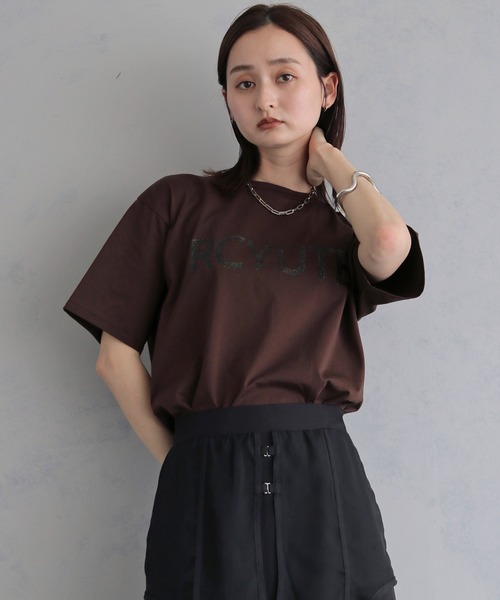 &g'aime(アンジェム)の「【&g'aime 】グリッターロゴT Glitter Logo Tee(Tシャツ/カットソー・レディース・ブラック/ブラウン/ホワイト・FREE)」の19枚目の写真