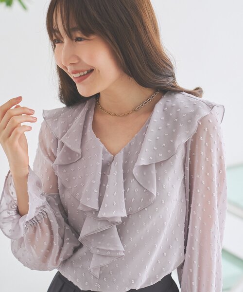 La boutique BonBon(ラブティックボンボン)の「【着映え◎】カットドビーラッフルブラウス(シャツ/ブラウス・レディース・ホワイト/ピンク/バイオレット・FREE)」の18枚目の写真