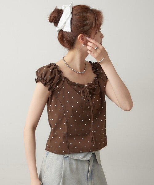mystic(ミスティック)の「【新色WHT】レースアップフレンチT(Tシャツ/カットソー・レディース・ブラウン/ホワイト・FREE)」の11枚目の写真
