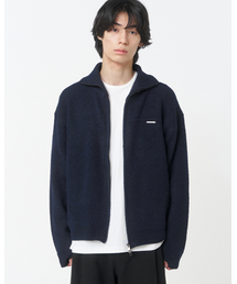 High neck full zip-up knit DARK NAVY