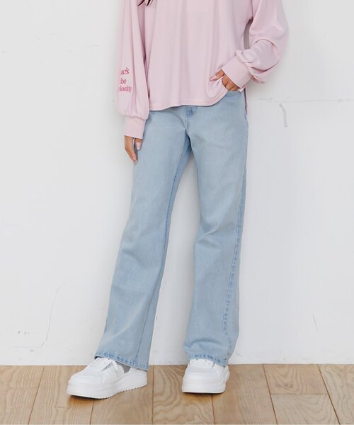 algy(アルジー)の「デニムストレートロングフレアパンツ(デニムパンツ・キッズ・ブルー/ブラック/サックスブルー・130/160/150/140)」の2枚目の写真