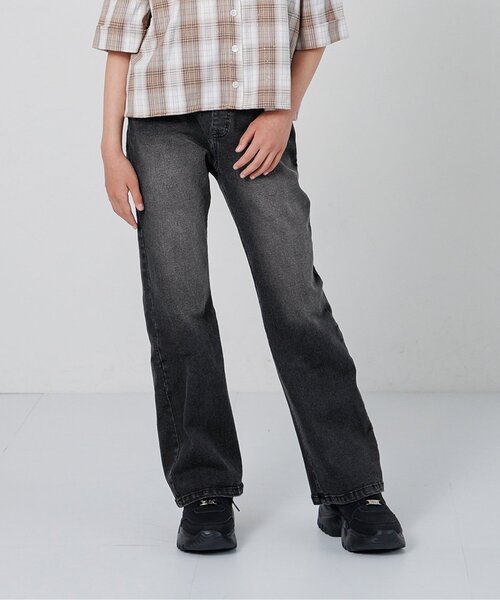 algy(アルジー)の「デニムストレートロングフレアパンツ(デニムパンツ・キッズ・ブルー/ブラック/サックスブルー・130/160/150/140)」の1枚目の写真