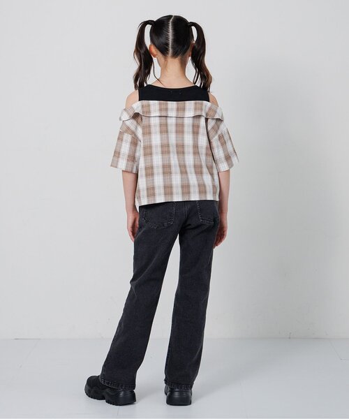 algy(アルジー)の「デニムストレートロングフレアパンツ(デニムパンツ・キッズ・ブルー/ブラック/サックスブルー・130/160/150/140)」の6枚目の写真