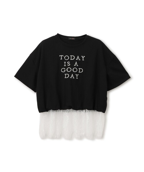 Jayro(ジャイロ)の「裾レース使いTシャツ(Tシャツ/カットソー・レディース・ホワイト系その他2/ブラック系その他・FREE)」の3枚目の写真