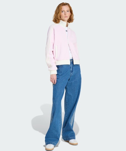 adidas（アディダス）の「アディダス オリジナルス ベロア ニット トラックトップ / ジャージ / トラックジャケット / アディダスオリジナルス adidas Originals（ジャージ・レディース・ピンク・XX-LARGE/LARGE/MEDIUM/SMALL/X-LARGE/X-SMALL）」の3枚目の写真