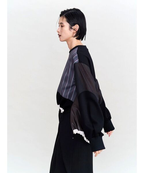 UN3D.(アンスリード)の「LEATHER PATCHWORK TOP / レザーパッチワークトップ(ニット/セーター・レディース・ブラック/ブラウン・36/38)」の18枚目の写真