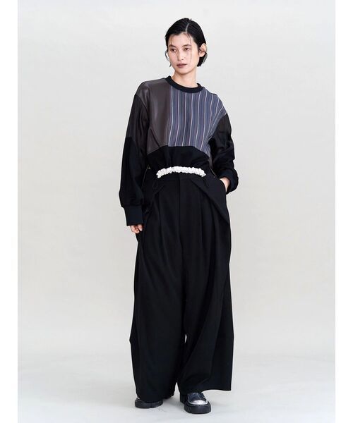 UN3D.(アンスリード)の「LEATHER PATCHWORK TOP / レザーパッチワークトップ(ニット/セーター・レディース・ブラック/ブラウン・36/38)」の20枚目の写真