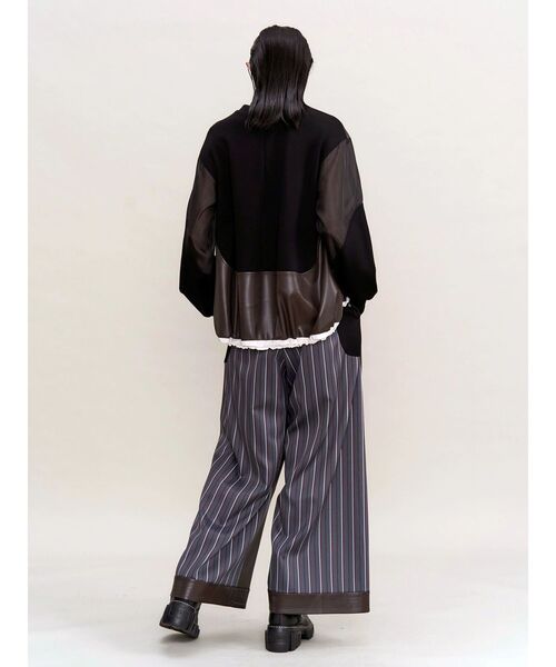 UN3D.(アンスリード)の「LEATHER PATCHWORK TOP / レザーパッチワークトップ(ニット/セーター・レディース・ブラック/ブラウン・36/38)」の9枚目の写真
