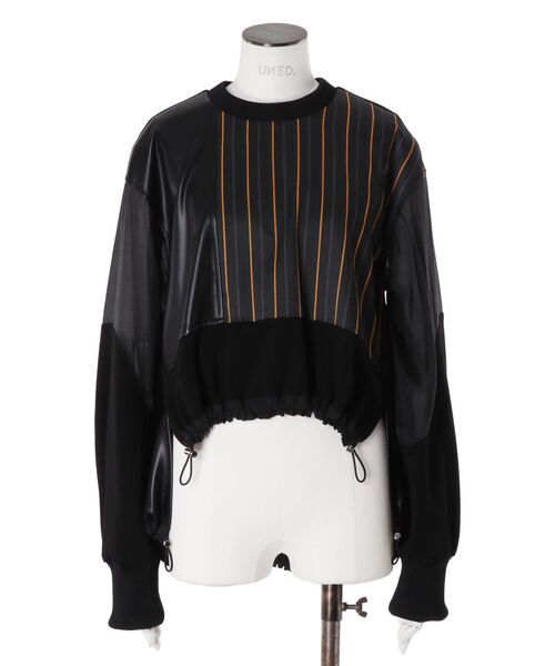 UN3D.(アンスリード)の「LEATHER PATCHWORK TOP / レザーパッチワークトップ(ニット/セーター・レディース・ブラック/ブラウン・36/38)」の10枚目の写真